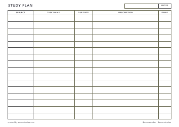 Study Planner Templates, Page 5