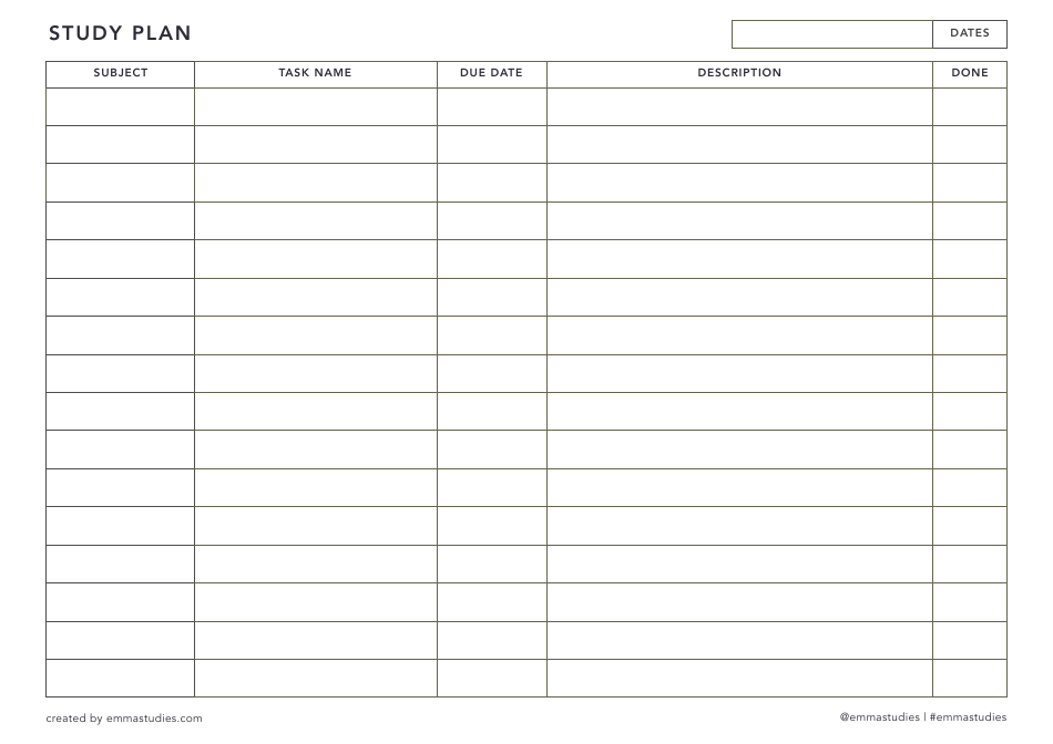 Study Planner Templates, Page 5