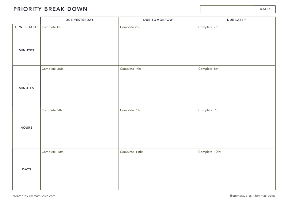 Study Planner Templates, Page 8