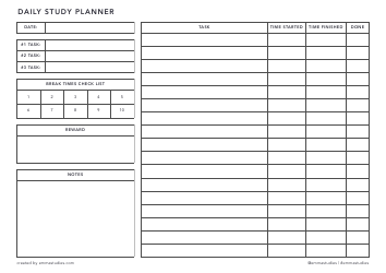 Document preview: Study Planner Templates