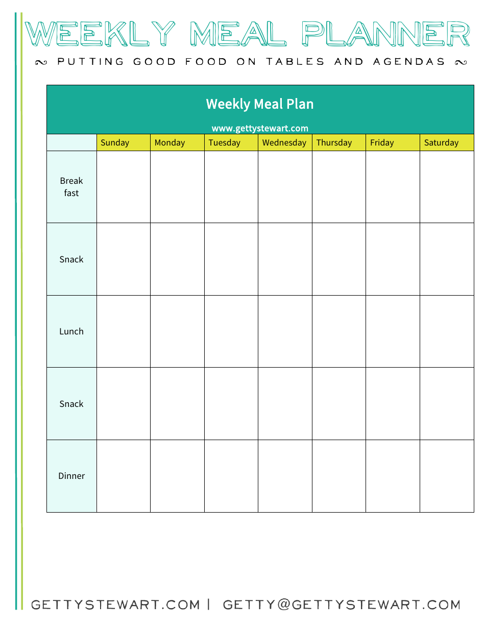 Weekly Meal Planner Template - Getty Stewart, Page 1