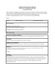 Document preview: Elementary and Bilingual Education Lesson Plan Format