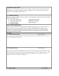 Elementary and Bilingual Education Lesson Plan Format, Page 2