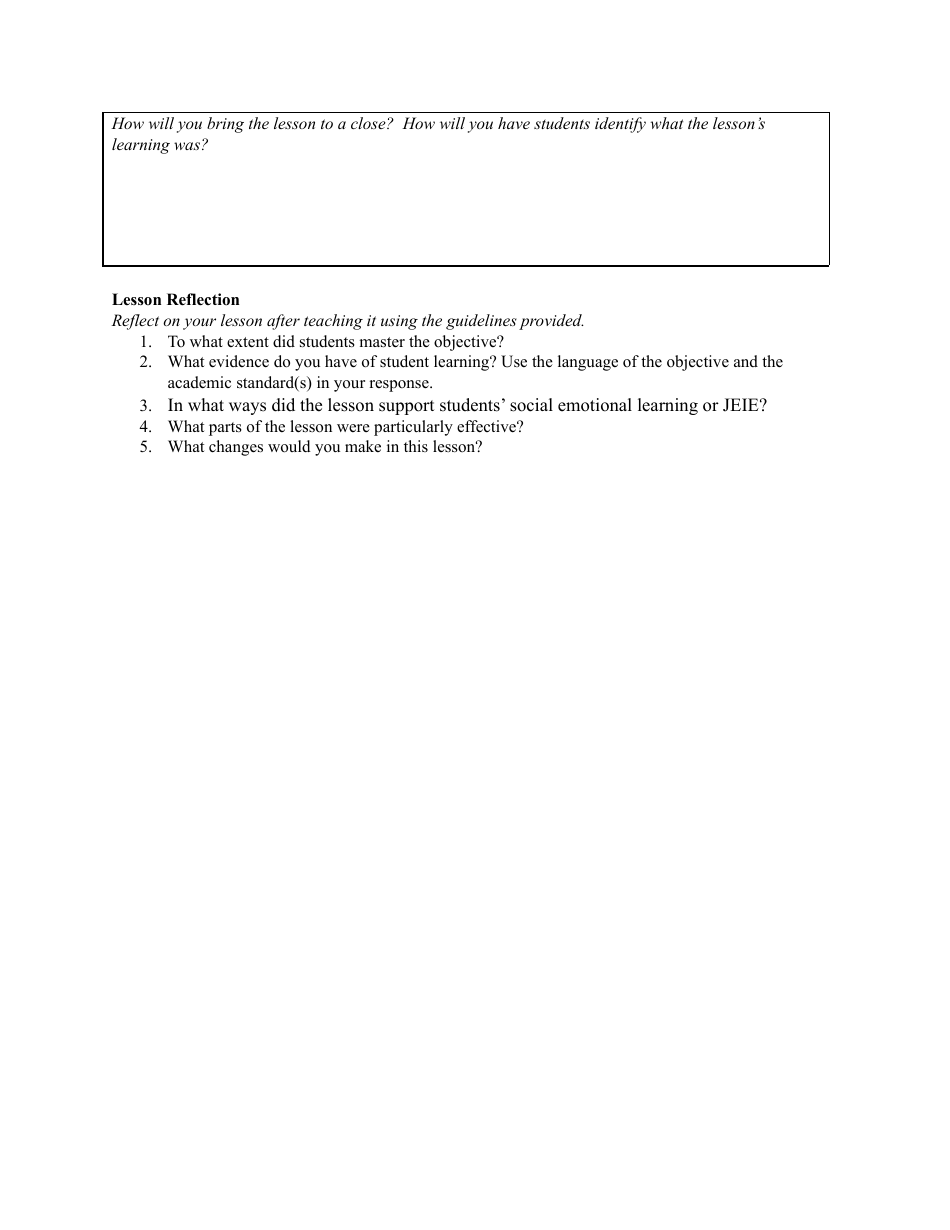 Elementary and Bilingual Education Lesson Plan Format, Page 3