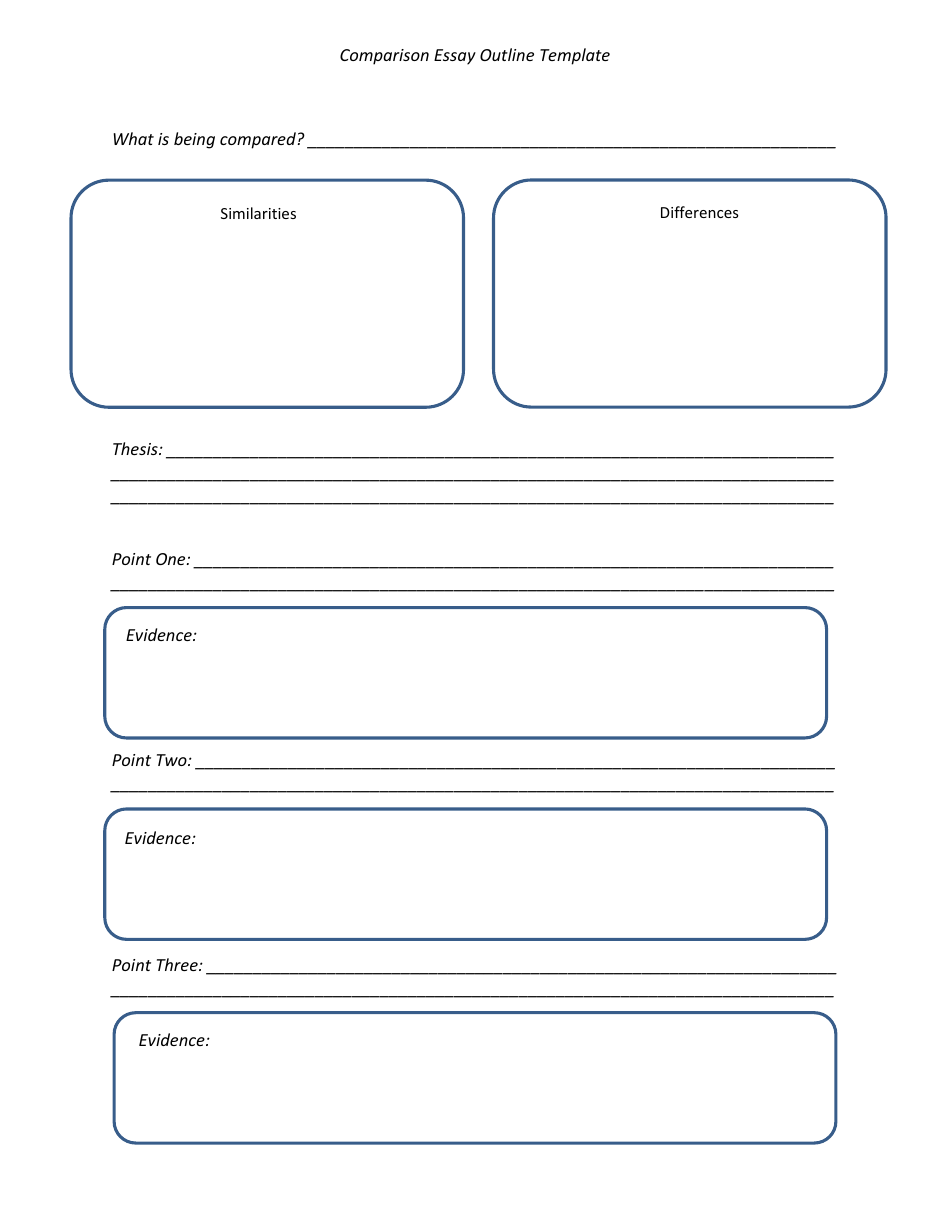 Comparison Essay Outline Template Download Printable PDF Templateroller