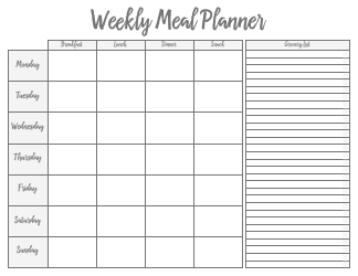 Document preview: Weekly Meal Planner and Grocery List Template