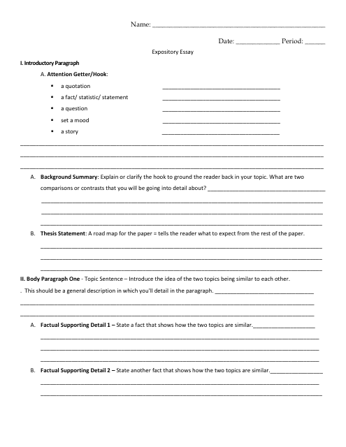 Outline Template for Writing an Expository Essay