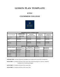 Document preview: Lesson Plan Template - Etsu