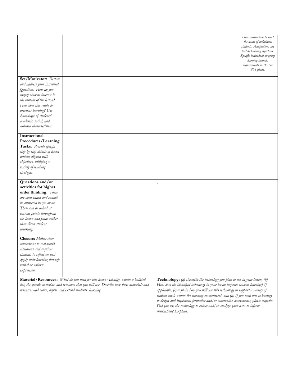 Lesson Plan Template - Etsu, Page 4