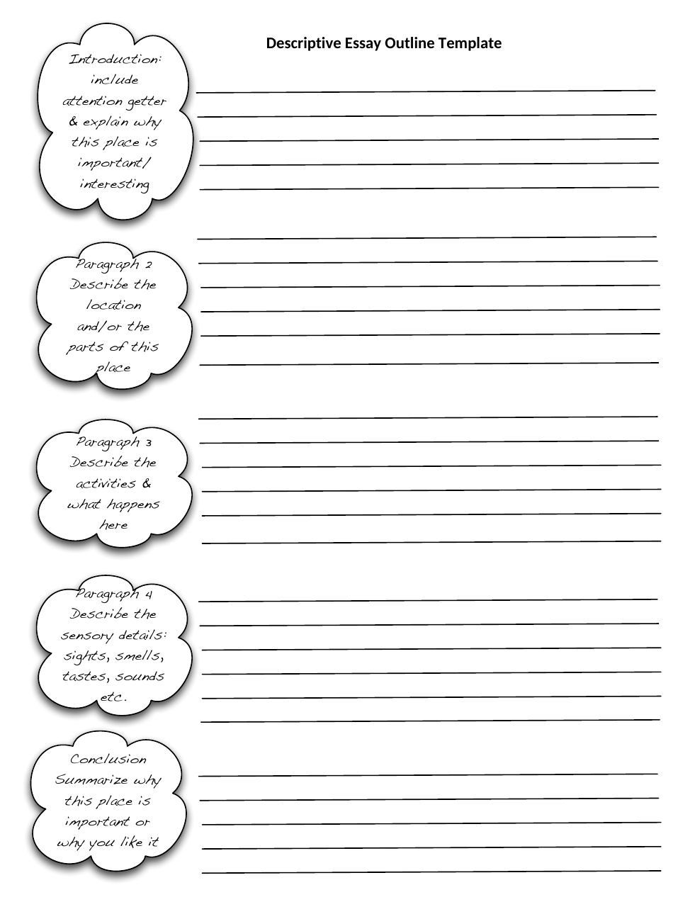 descriptive essay outline worksheet