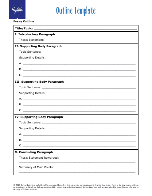 Writing Essay Outline Template - Blank Document
