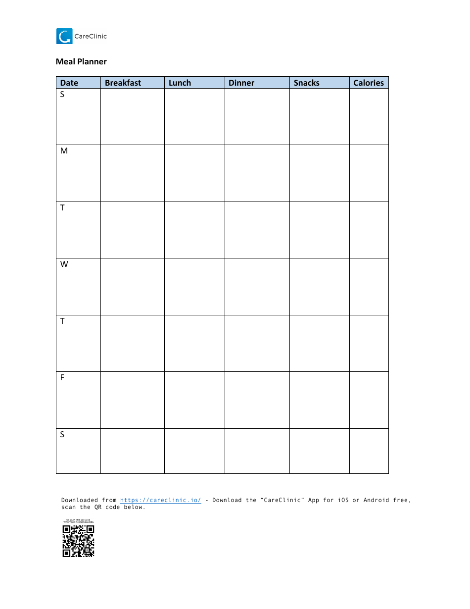 Meal Planner Template Download Printable PDF | Templateroller