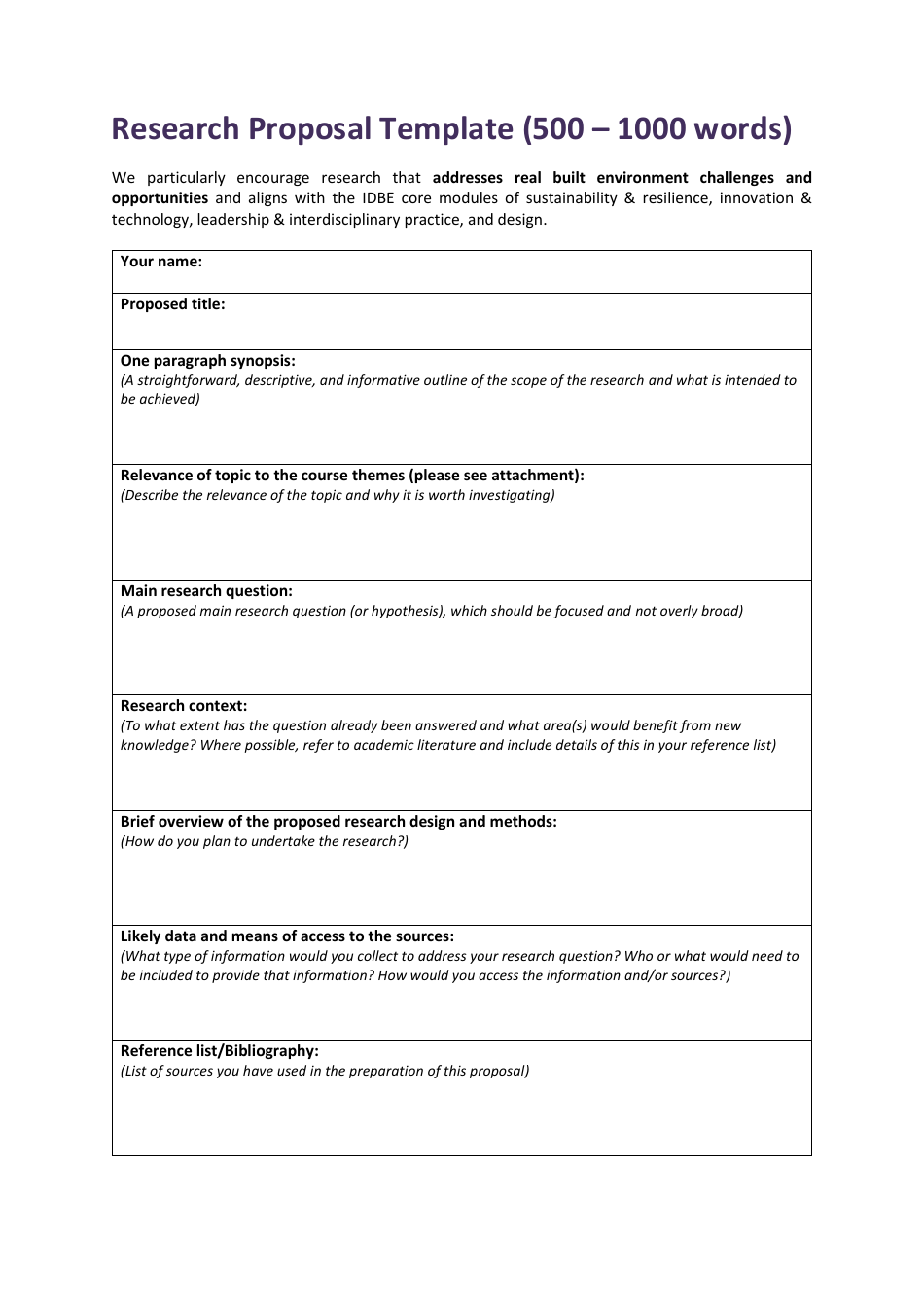 Research Proposal Template Preview