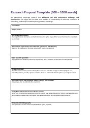 Document preview: Research Proposal Template (500 - 1000 Words)