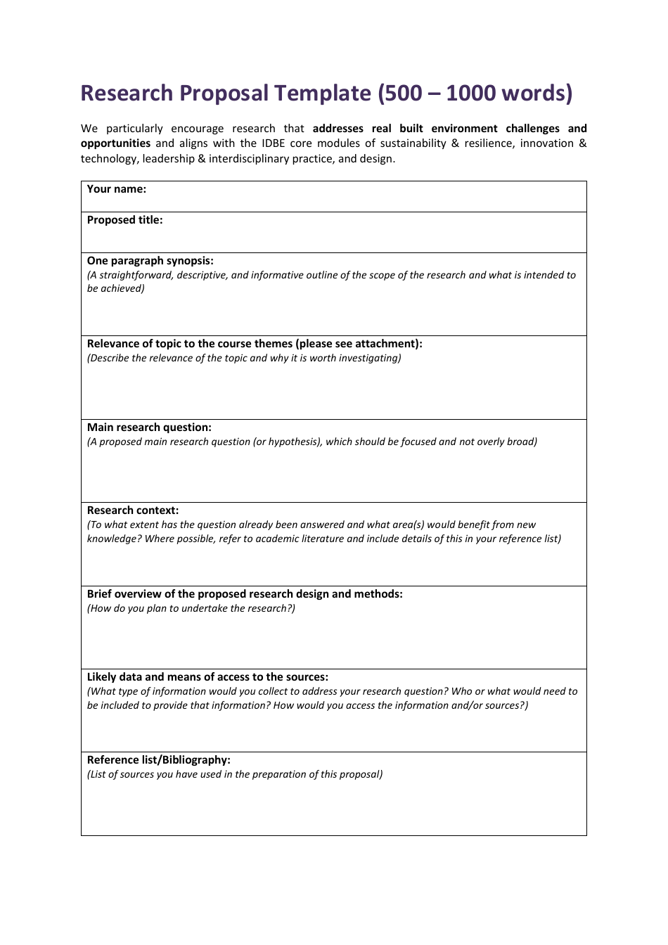 how to write research proposal in 500 words