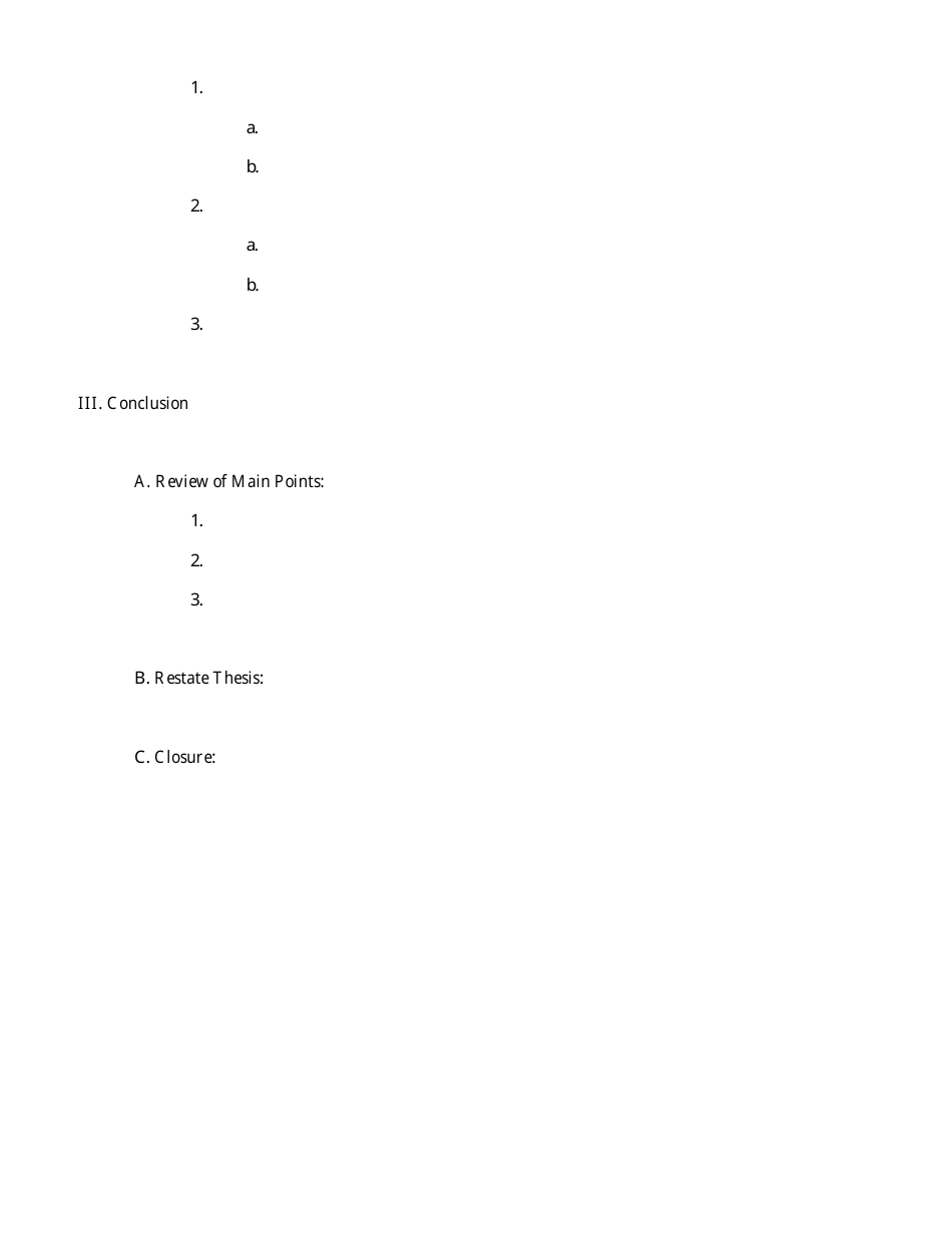 Informative Speech Outline Template Three Points Download Printable Pdf Templateroller 1327