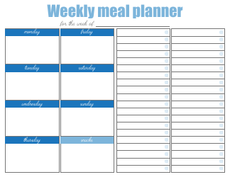 Document preview: Weekly Meal Planner Template - Blue