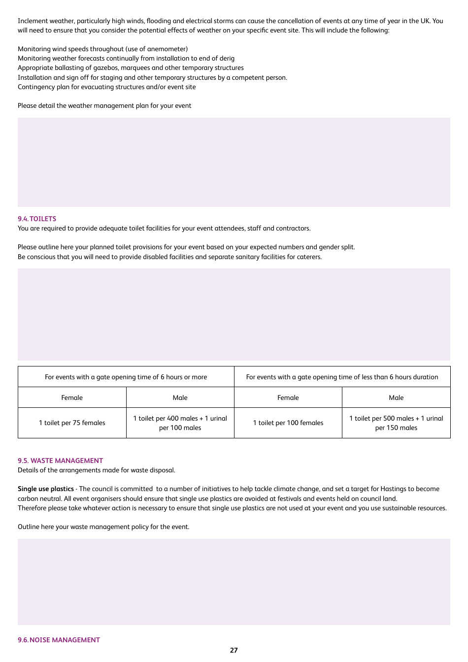 Event Management Plan - Hastings Borough, United Kingdom, Page 27