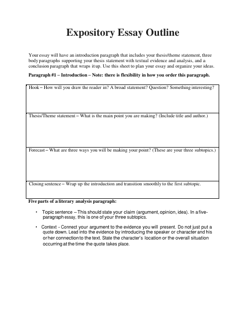 Expository Essay Outline Document Template Preview