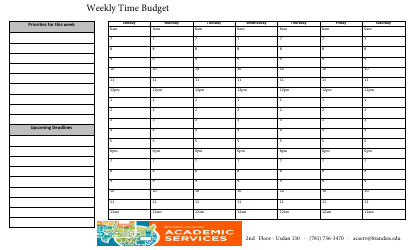 Document preview: Weekly Time Budget