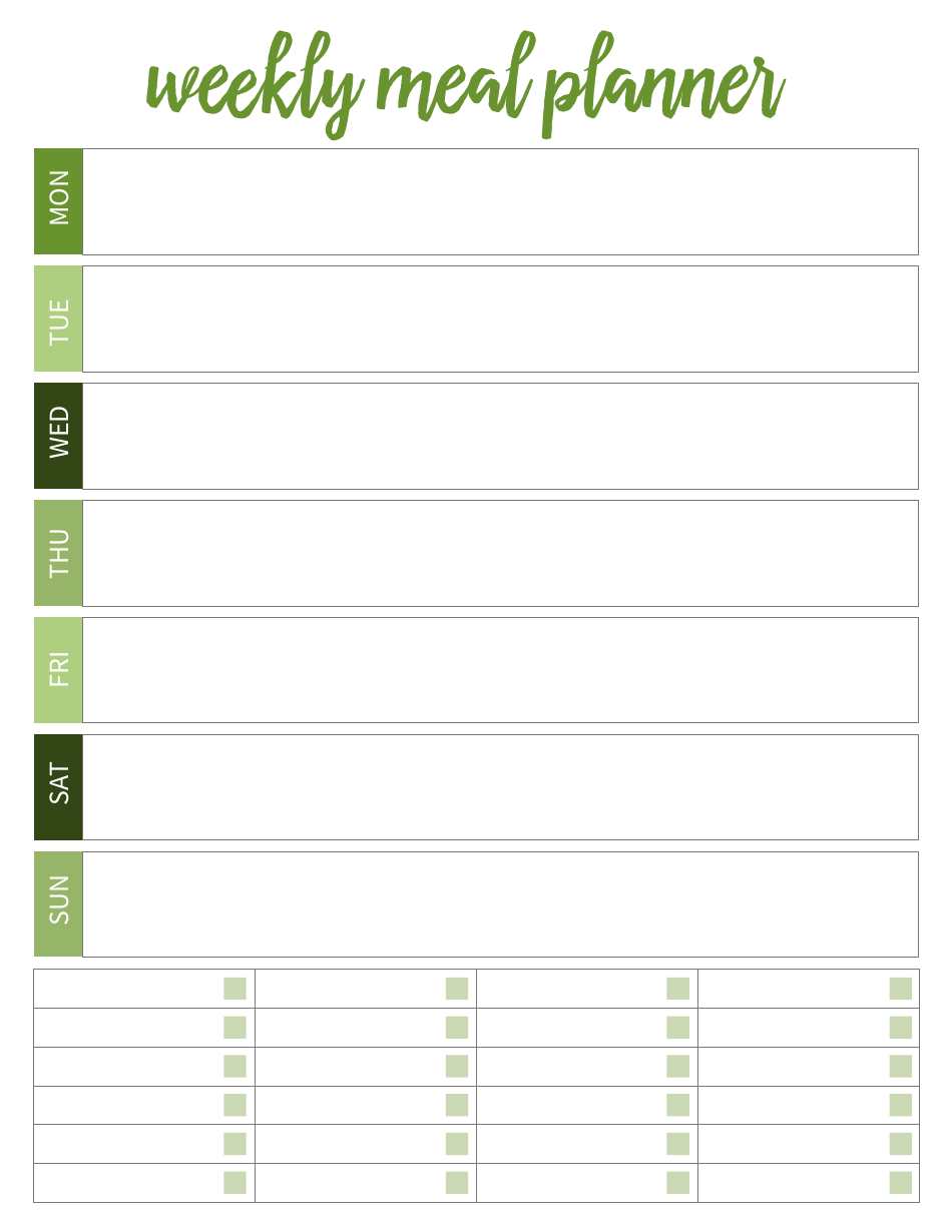 Weekly Meal Planner Template - Green, Page 1