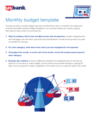 Document preview: Monthly Budget Template