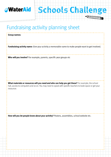 Fundraising Activity Planning Sheet