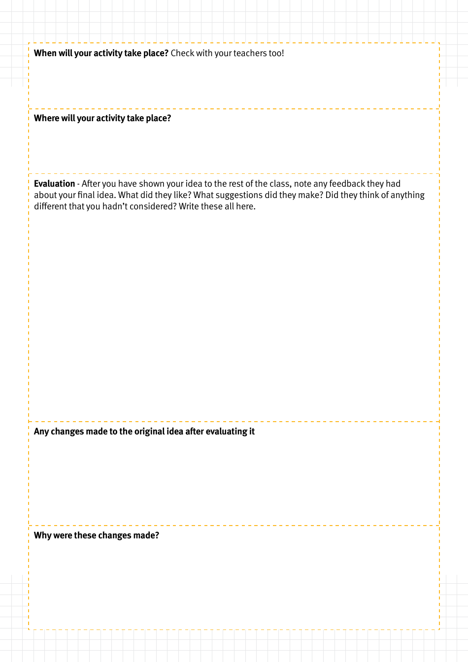 Fundraising Activity Planning Sheet, Page 2