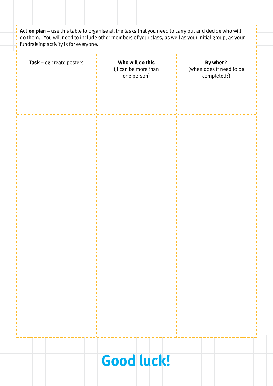 Fundraising Activity Planning Sheet, Page 3