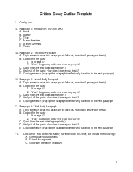 Document preview: Critical Essay Outline Template - Six Points