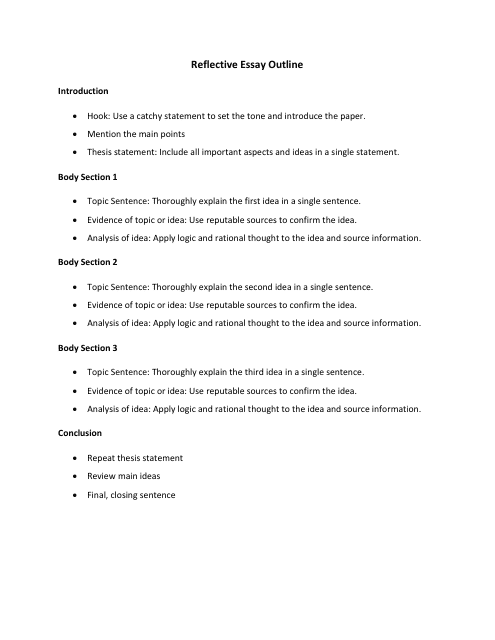 Reflective Essay Outline — Template
