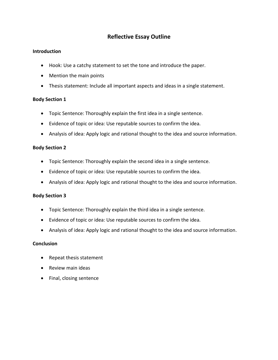 reflective essay outline