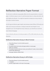 Reflection Narrative Paper Format