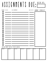 Document preview: Weekly Assignments Planner Template