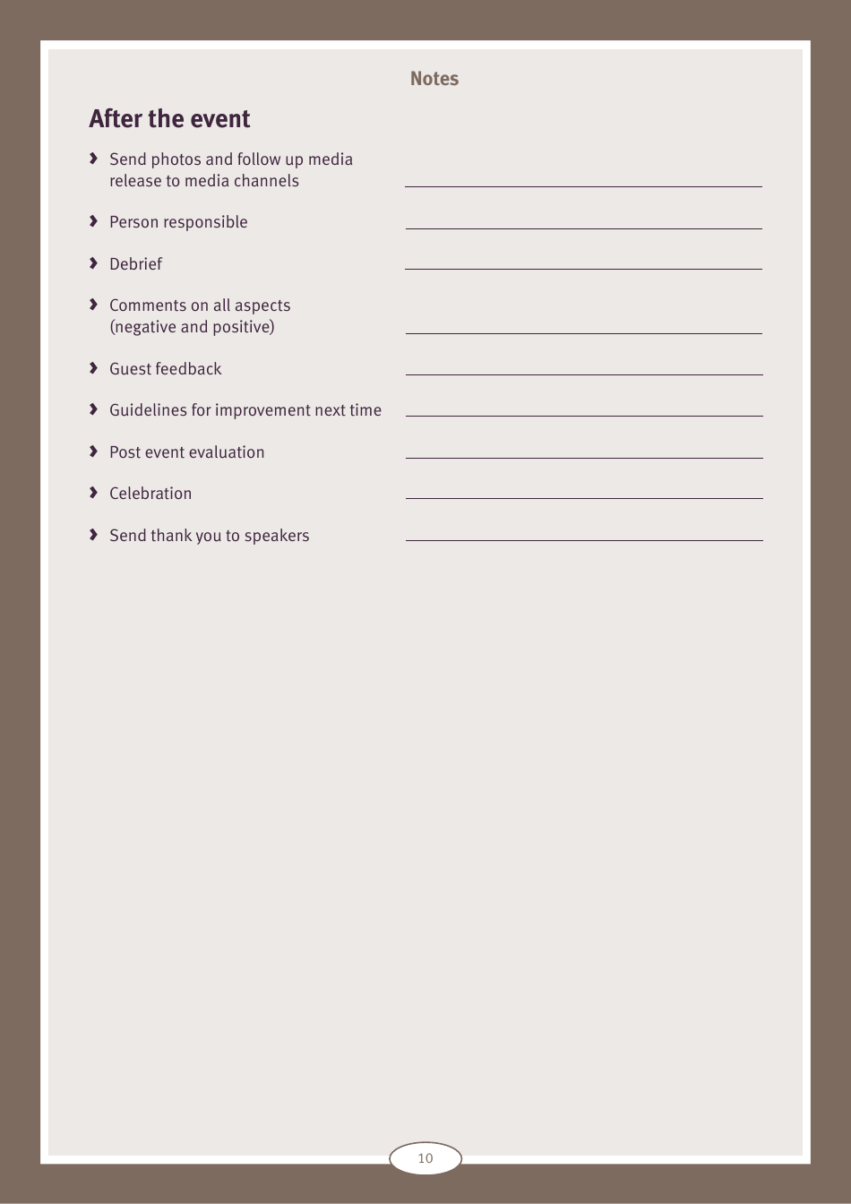 Event Planning Checklist and Tip Sheet - Queensland, Australia, Page 10
