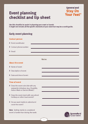 Event Planning Checklist and Tip Sheet - Queensland, Australia