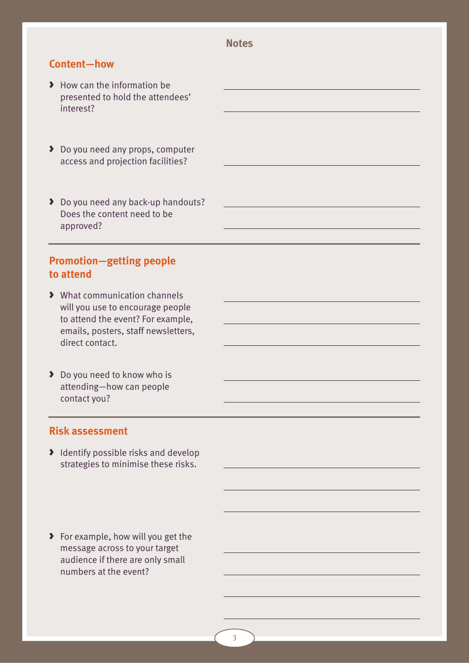 Event Planning Checklist and Tip Sheet - Queensland, Australia, Page 3