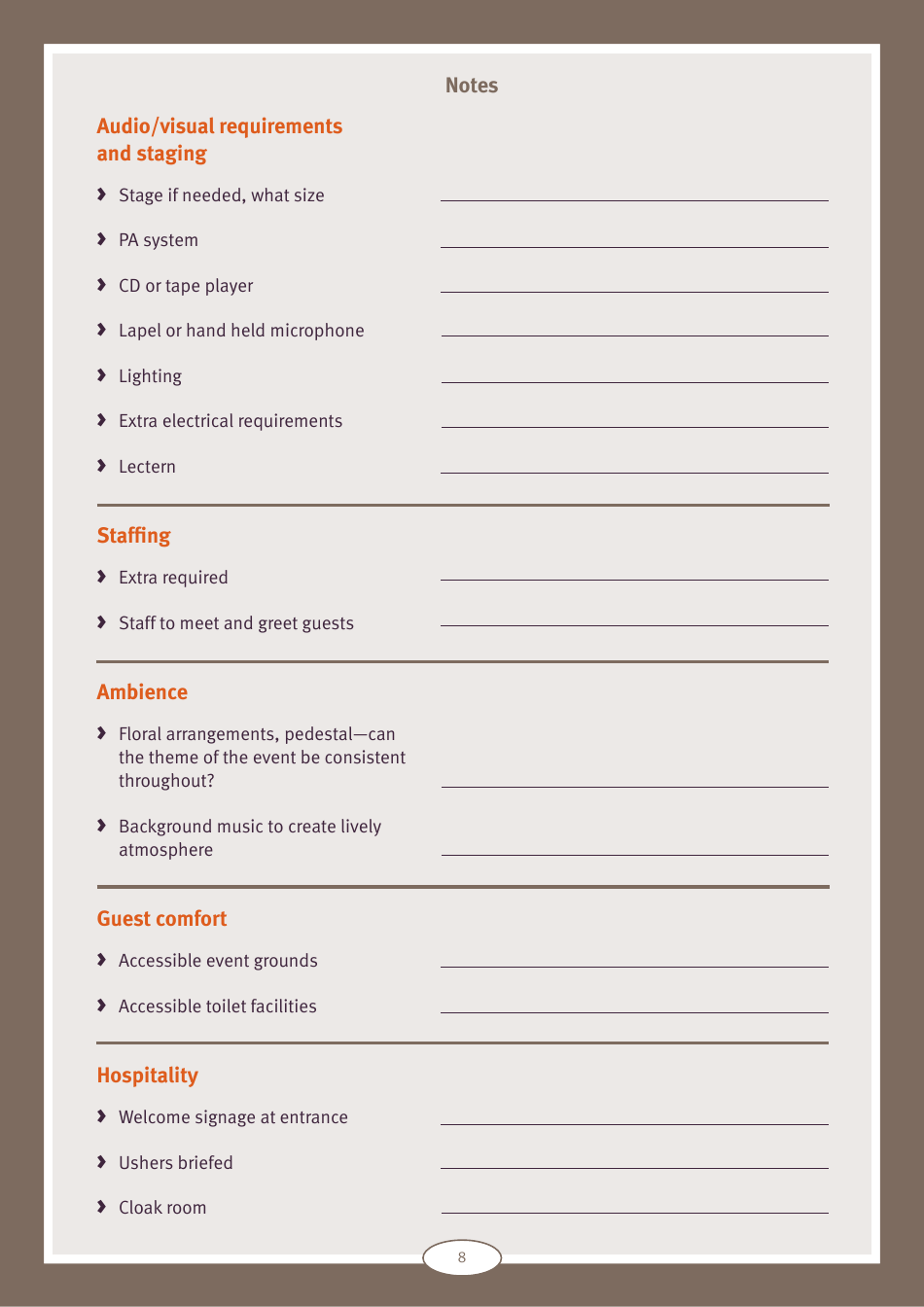 Event Planning Checklist and Tip Sheet - Queensland, Australia, Page 8