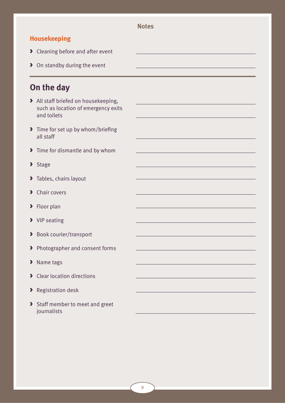 Event Planning Checklist and Tip Sheet - Queensland, Australia, Page 9