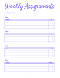 Assignment Tracker and Planner Template, Page 2