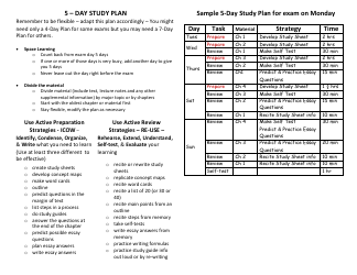 Document preview: 5-day Study Plan Template