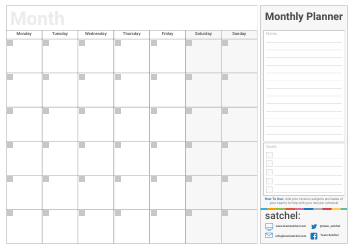 Document preview: Monthly Planner Template - Grey