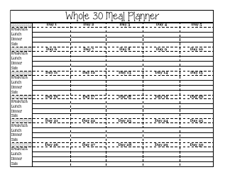 Document preview: Whole 30 Meal Planner Template