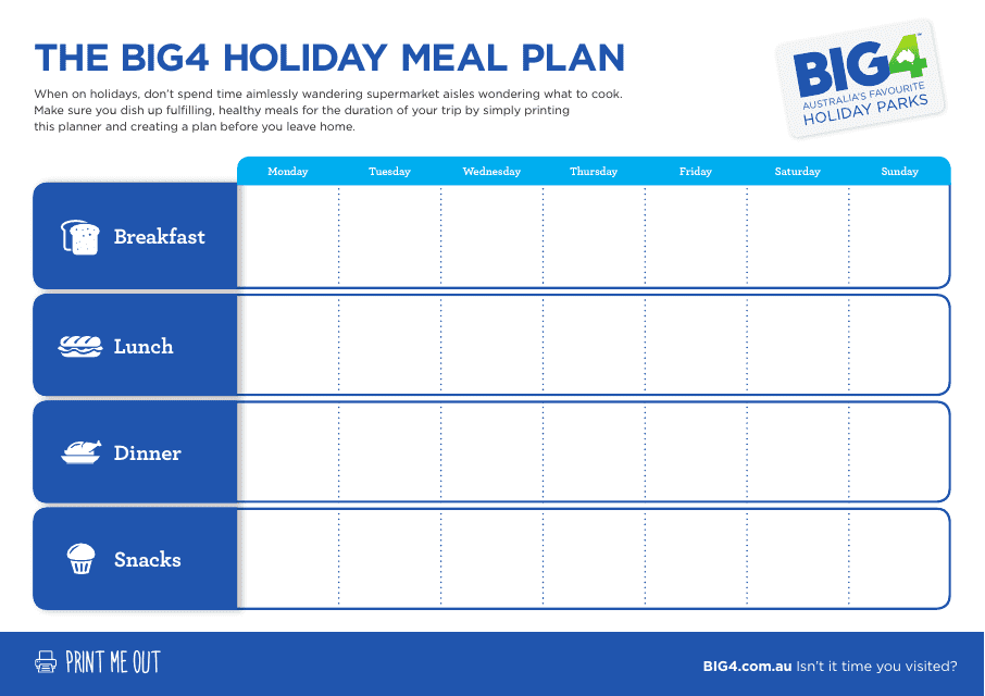 Holiday Meal Plan - Big4 Document Preview