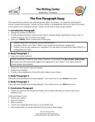 Document preview: Five Paragraph Essay Outline