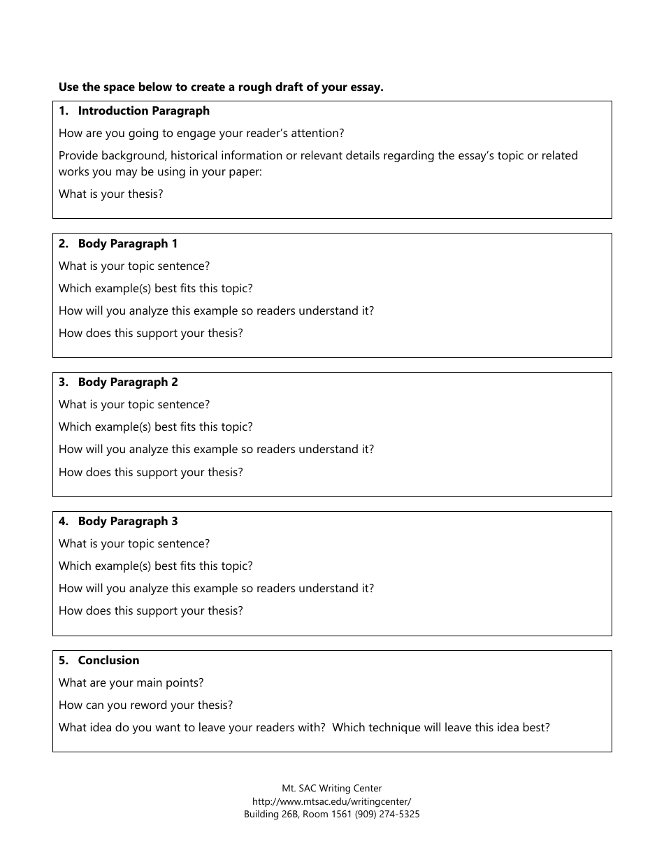 Five Paragraph Essay Outline Download Printable PDF Templateroller
