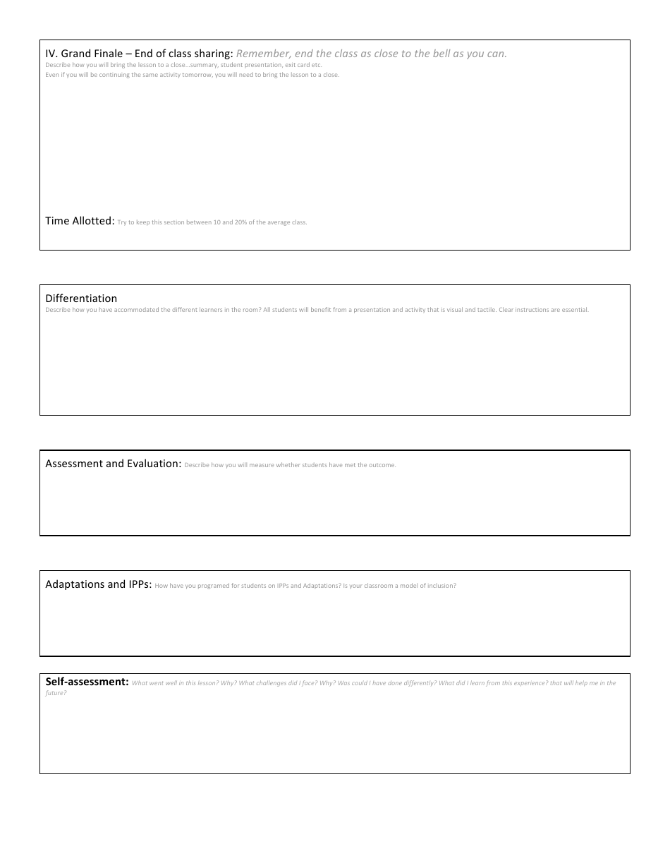 General Lesson Plan Template, Page 3