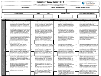 Document preview: Expository Essay Rubric - Grade 4