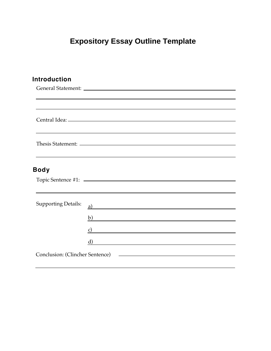 Expository Essay Outline Template Lined Paper Download Printable PDF