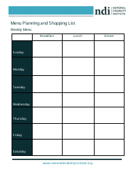 Document preview: Weekly Menu Planner and Shopping List Template